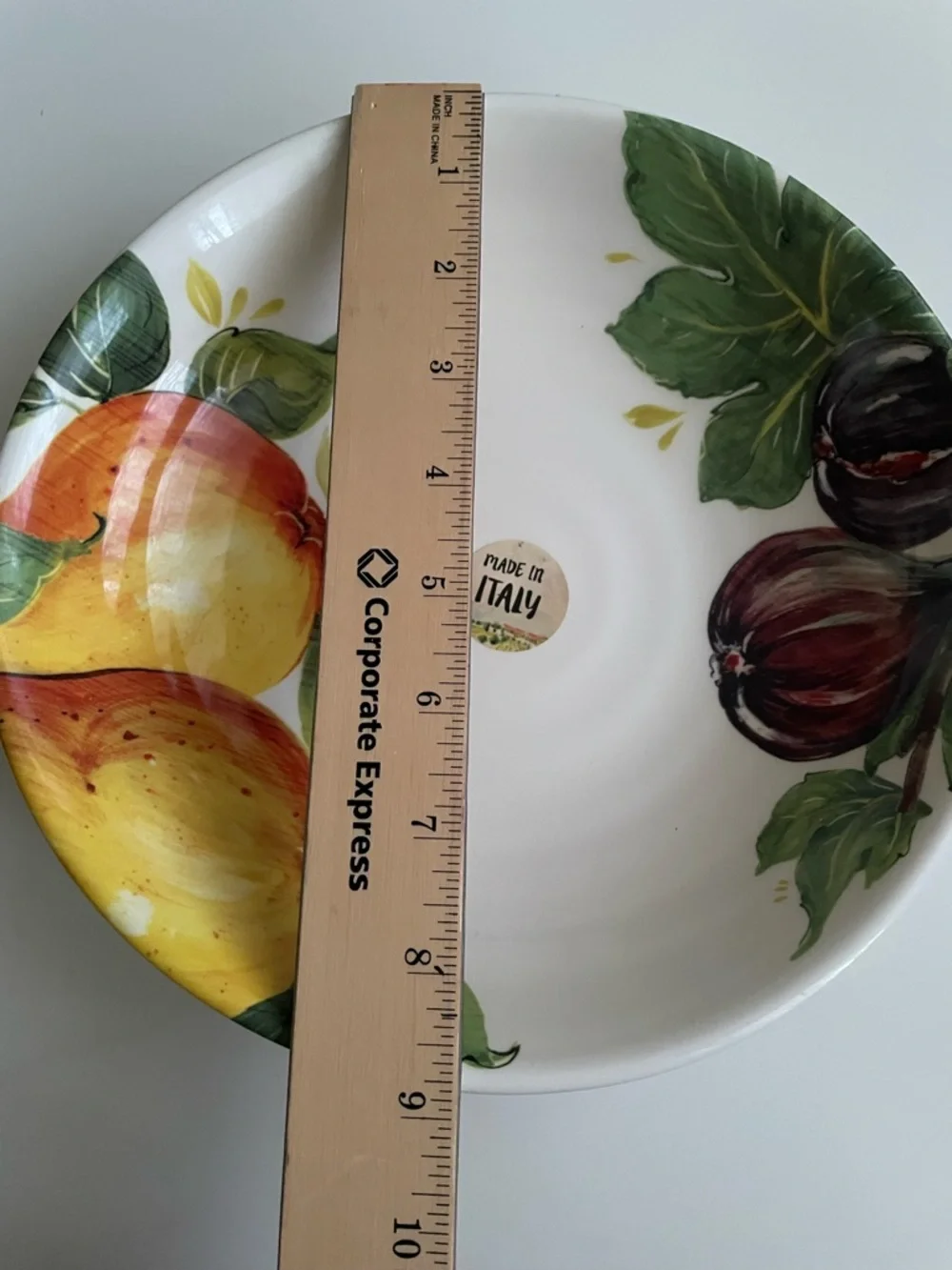 Ceramica Cuore Made in Italy Fruit Pattern Ceramic Serving Bowl - Yellow & Green